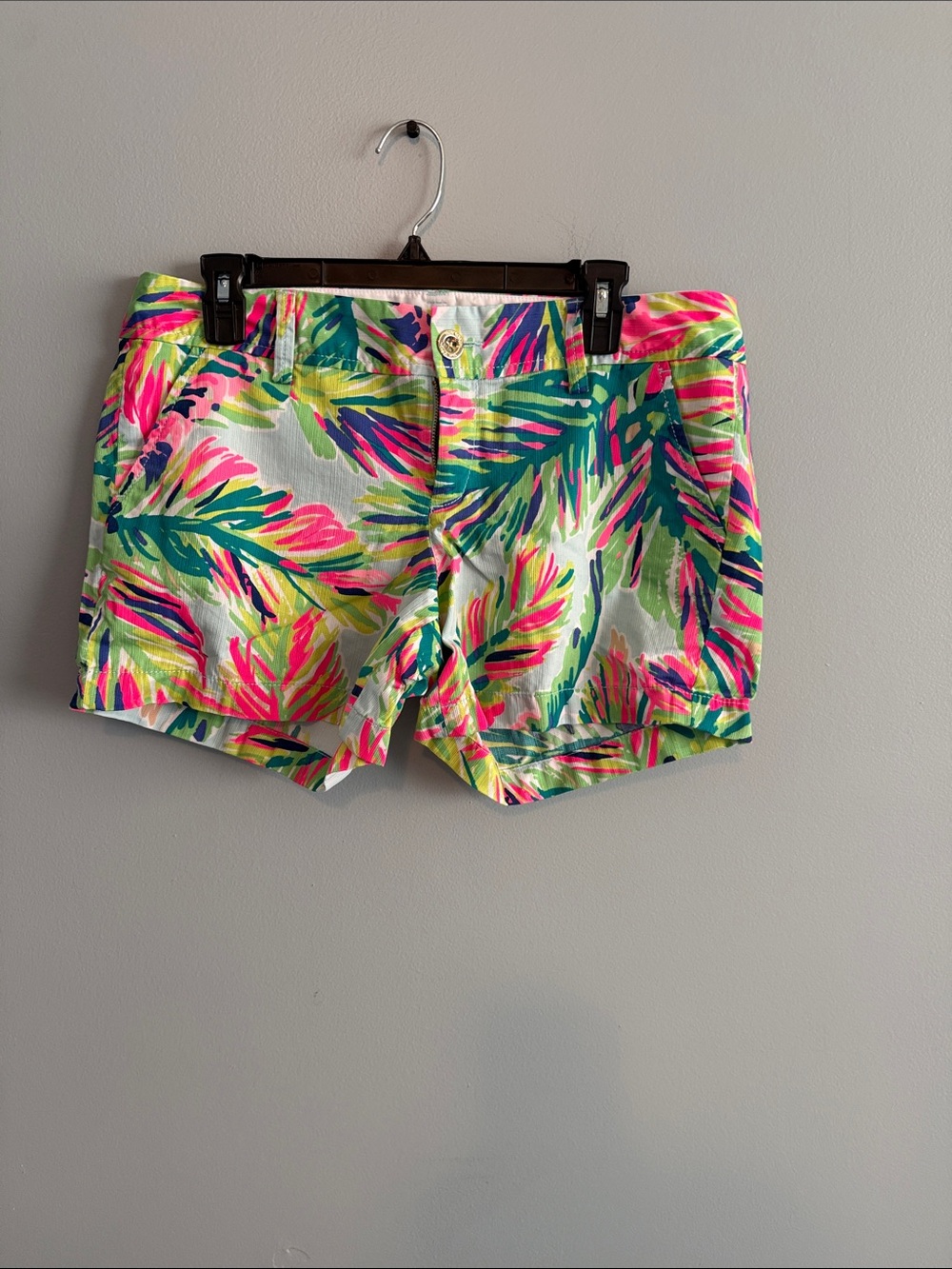Lilly Pulitzer Neon Palm-Print Bermuda Shorts - Pink, Green, Blue, Yellow